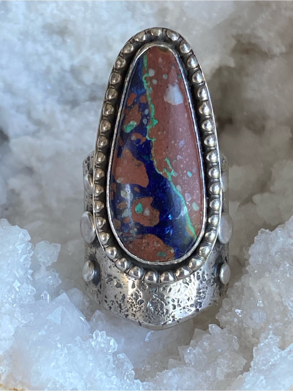 Sterling & Azurite Breccia Warrior Ring - Picture 3 of 8
